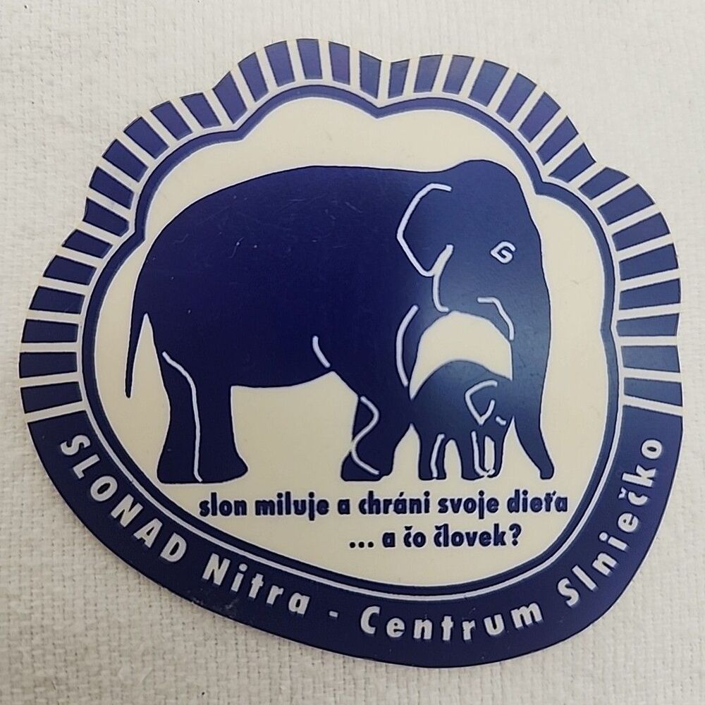 Pin Elephant and Calf from SLONAD Nitra-Centrum Slniečko Slovak Org Plastic READ